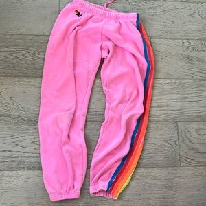 Hot pink neon, aviator nation sweatpants